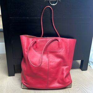 Alexander Wang Industrial Boxy Red Leather and Gun Metal Tote